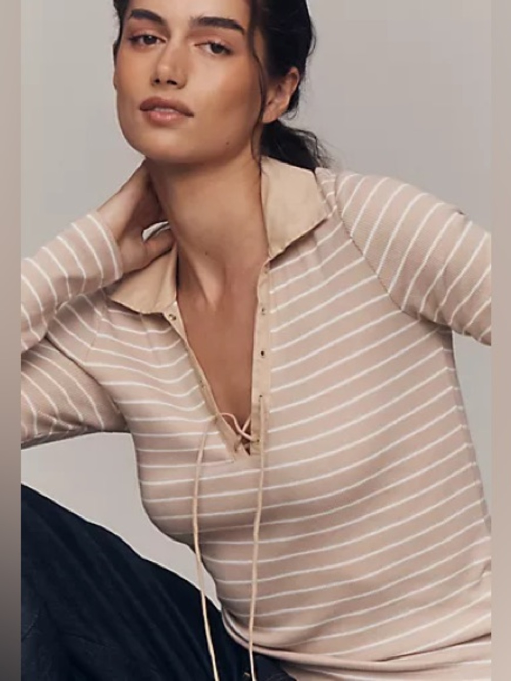 MAEVE TIE-FRONT LONG-SLEEVE TOP